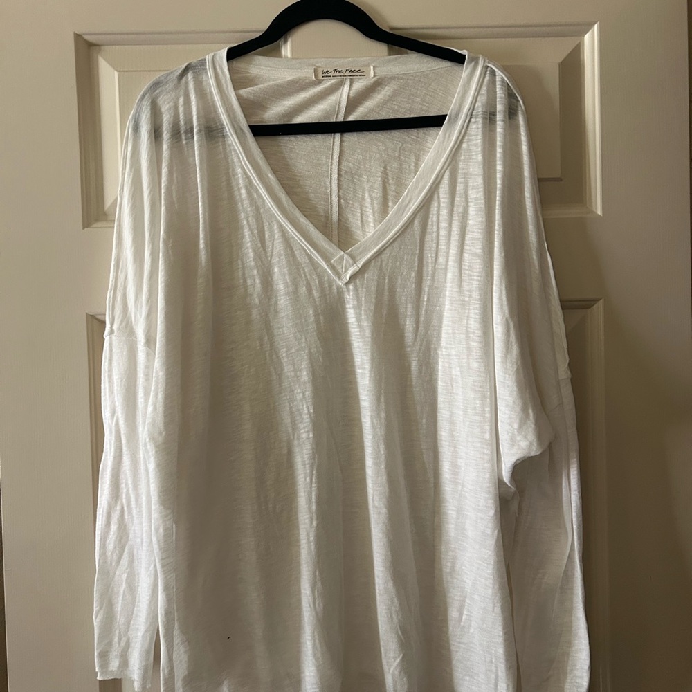 We The Free White V-Neck Long Sleeve Top